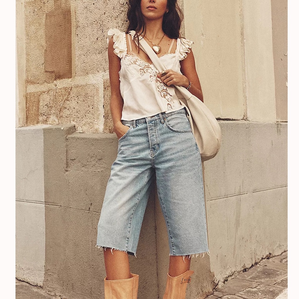 Free People Jam Session Relaxed Capri Bermuda Shorts